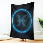 Blue Pisces Zodiac Sign Print Blanket