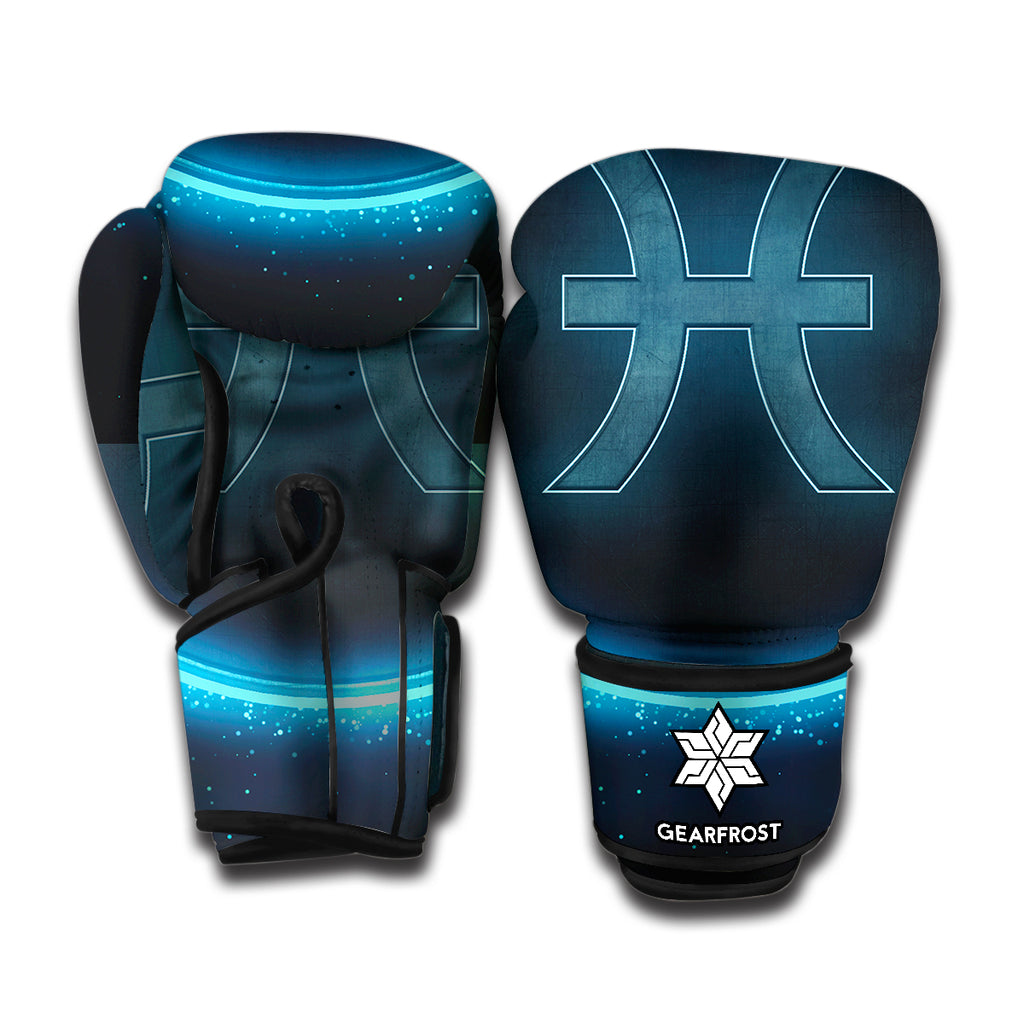 Blue Pisces Zodiac Sign Print Boxing Gloves