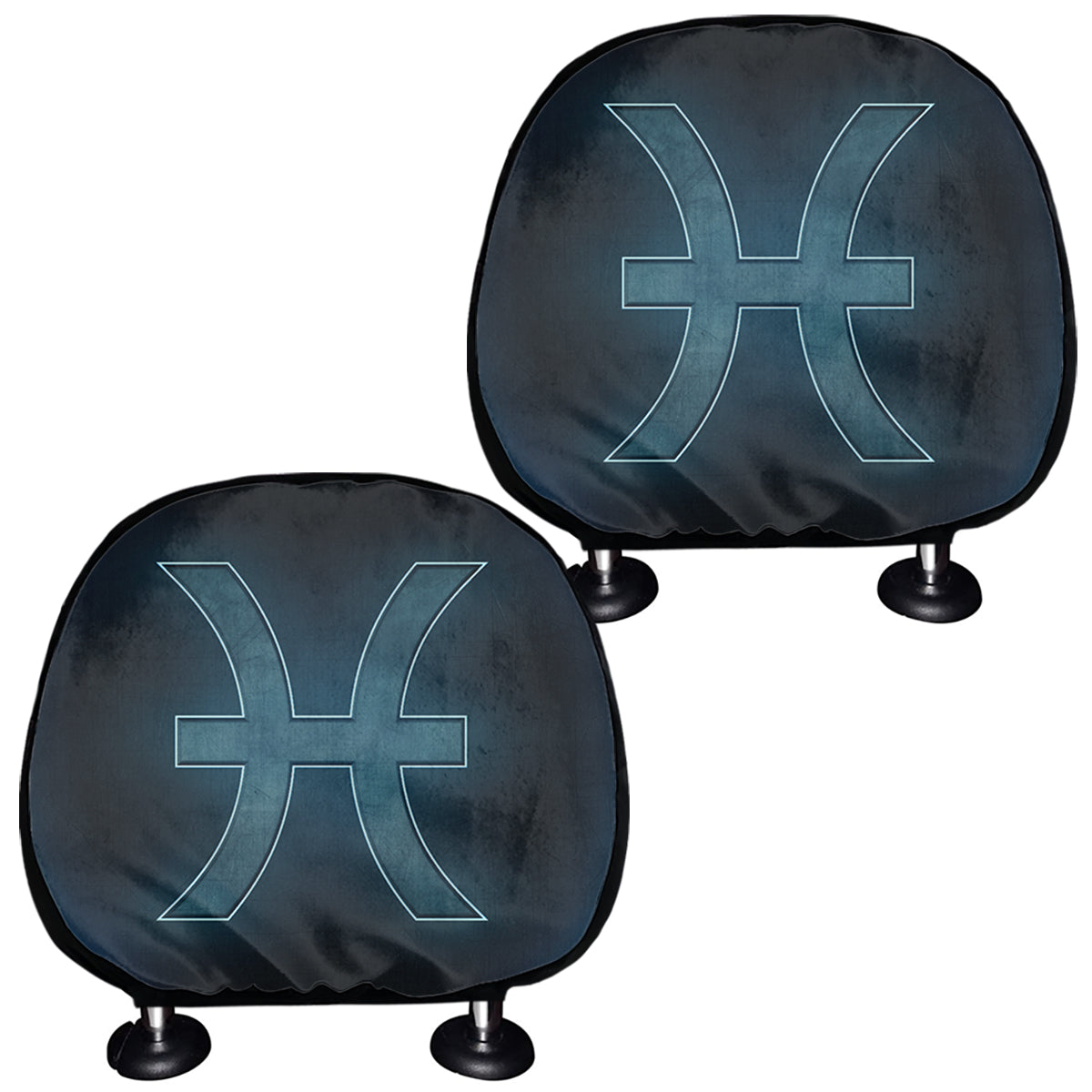 Blue Pisces Zodiac Sign Print Car Headrest Covers