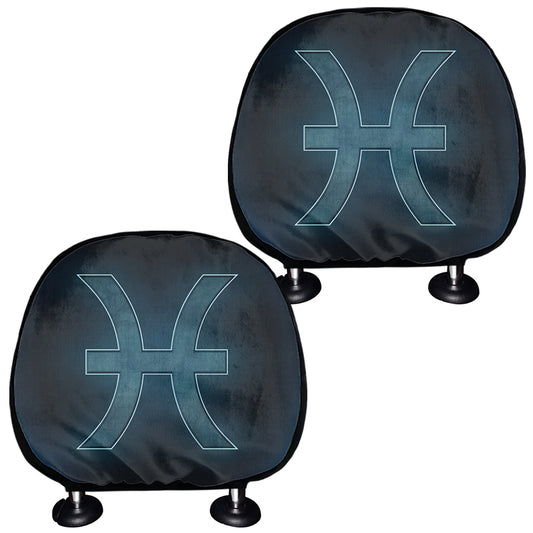 Blue Pisces Zodiac Sign Print Car Headrest Covers