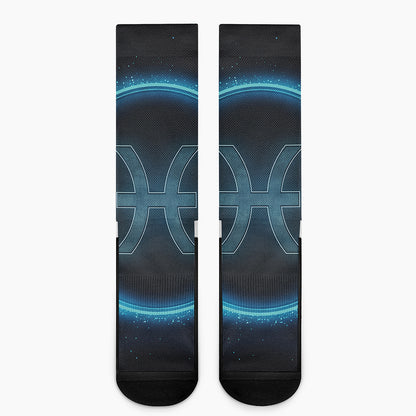 Blue Pisces Zodiac Sign Print Crew Socks