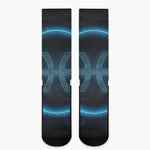 Blue Pisces Zodiac Sign Print Crew Socks