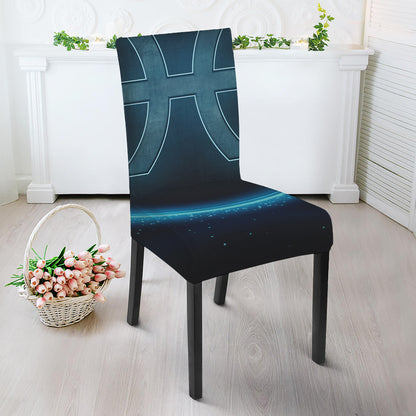 Blue Pisces Zodiac Sign Print Dining Chair Slipcover