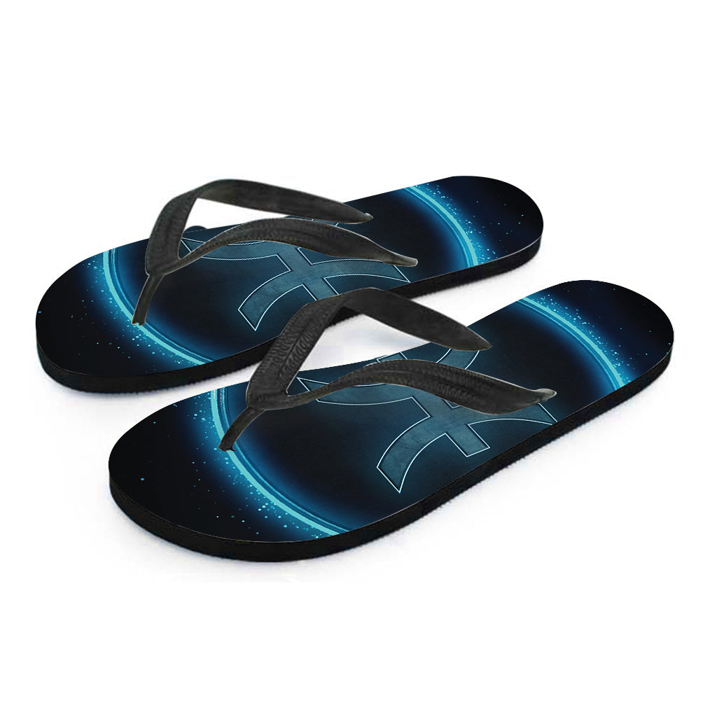 Blue Pisces Zodiac Sign Print Flip Flops