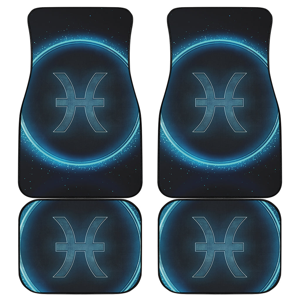 Blue Pisces Zodiac Sign Print Front and Back Car Floor Mats