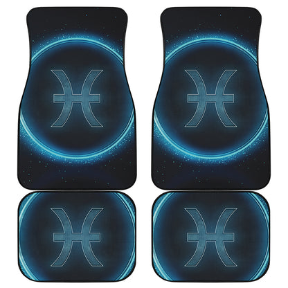 Blue Pisces Zodiac Sign Print Front and Back Car Floor Mats