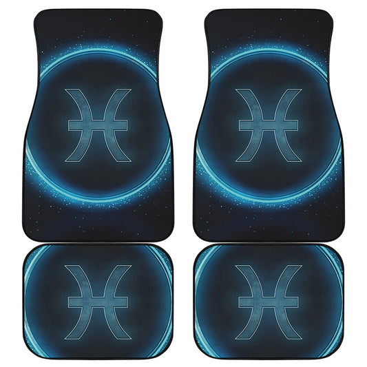 Blue Pisces Zodiac Sign Print Front and Back Car Floor Mats