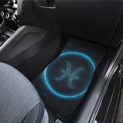 Blue Pisces Zodiac Sign Print Front Car Floor Mats