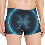 Blue Pisces Zodiac Sign Print Men's Boxer Briefs