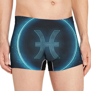 Blue Pisces Zodiac Sign Print Men's Boxer Briefs