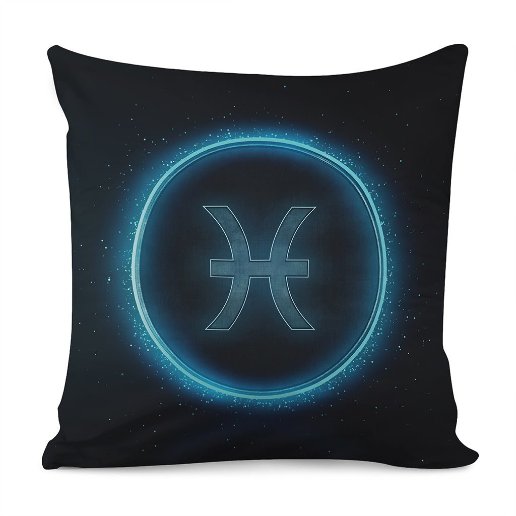 Blue Pisces Zodiac Sign Print Pillow Cover