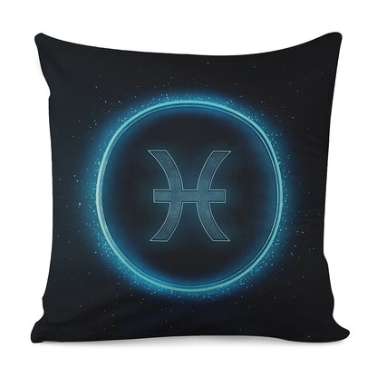Blue Pisces Zodiac Sign Print Pillow Cover