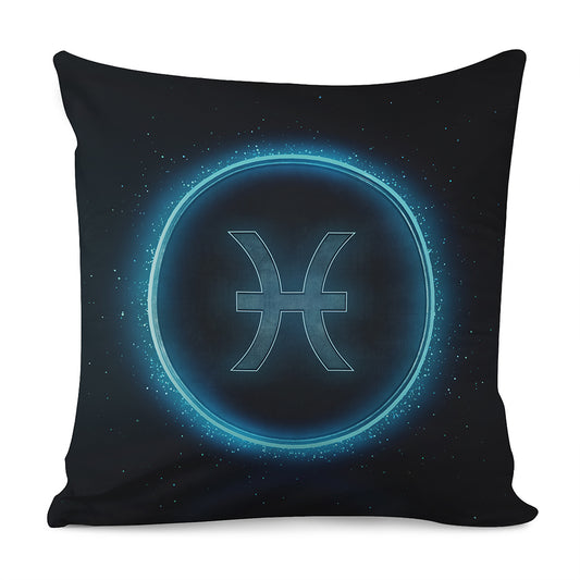 Blue Pisces Zodiac Sign Print Pillow Cover