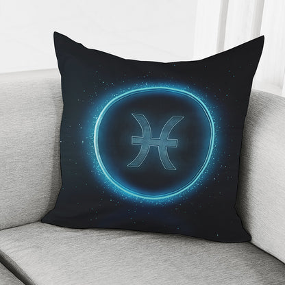 Blue Pisces Zodiac Sign Print Pillow Cover