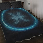 Blue Pisces Zodiac Sign Print Quilt Bed Set