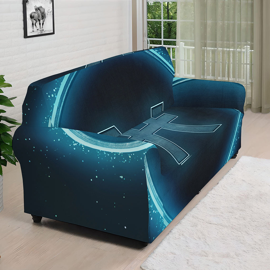 Blue Pisces Zodiac Sign Print Sofa Cover