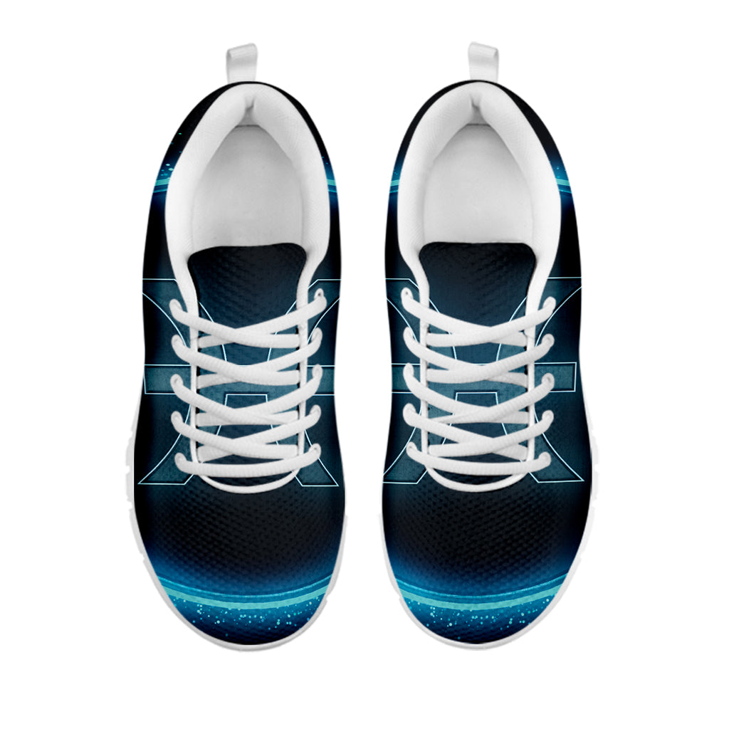 Blue Pisces Zodiac Sign Print White Sneakers