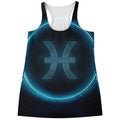 Blue Pisces Zodiac Sign Print Women's Racerback Tank Top