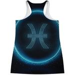 Blue Pisces Zodiac Sign Print Women's Racerback Tank Top