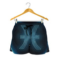 Blue Pisces Zodiac Sign Print Women's Shorts