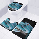 Blue Pit Viper Snake Print 3 Piece Bath Mat Set