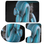 Blue Pit Viper Snake Print 3 Piece Bath Mat Set