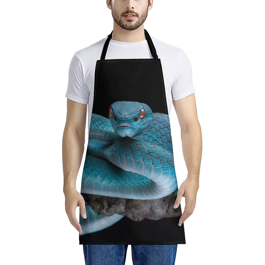 Blue Pit Viper Snake Print Apron