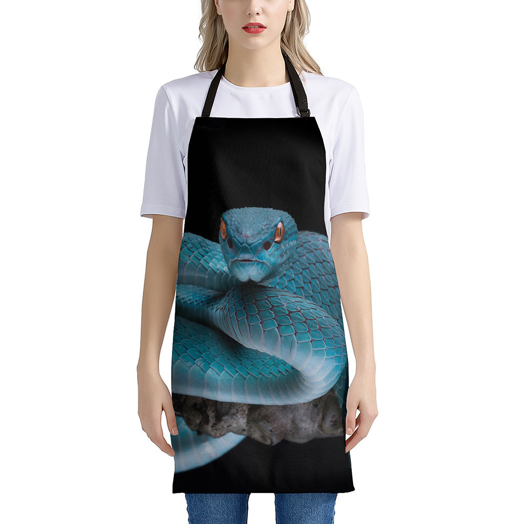 Blue Pit Viper Snake Print Apron