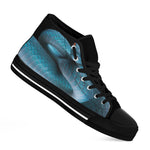 Blue Pit Viper Snake Print Black High Top Shoes