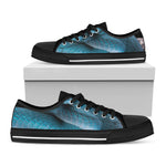 Blue Pit Viper Snake Print Black Low Top Shoes 