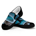 Blue Pit Viper Snake Print Black Slip On Shoes