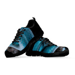 Blue Pit Viper Snake Print Black Sneakers