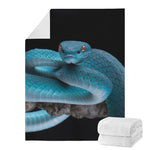 Blue Pit Viper Snake Print Blanket