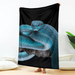 Blue Pit Viper Snake Print Blanket