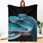 Blue Pit Viper Snake Print Blanket