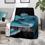 Blue Pit Viper Snake Print Blanket