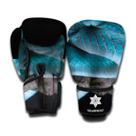 Blue Pit Viper Snake Print Boxing Gloves