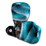 Blue Pit Viper Snake Print Boxing Gloves