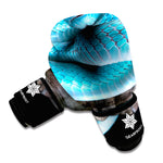 Blue Pit Viper Snake Print Boxing Gloves