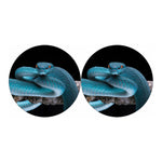 Blue Pit Viper Snake Print Car Coasters