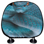 Blue Pit Viper Snake Print Car Headrest Covers