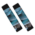 Blue Pit Viper Snake Print Car Seat Belt Covers