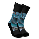 Blue Pit Viper Snake Print Crew Socks