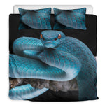 Blue Pit Viper Snake Print Duvet Cover Bedding Set