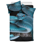 Blue Pit Viper Snake Print Duvet Cover Bedding Set