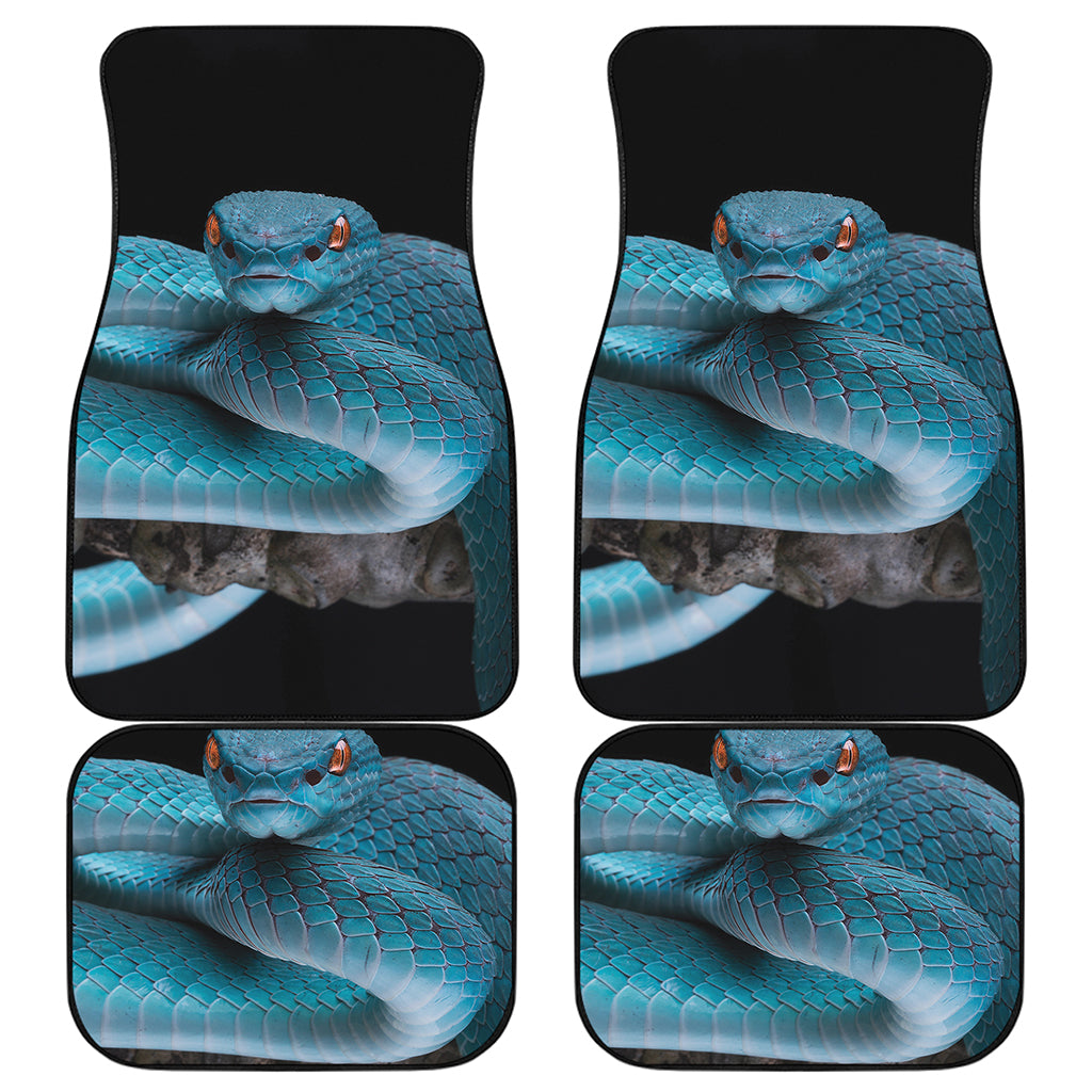 Blue Pit Viper Snake Print Front and Back Car Floor Mats