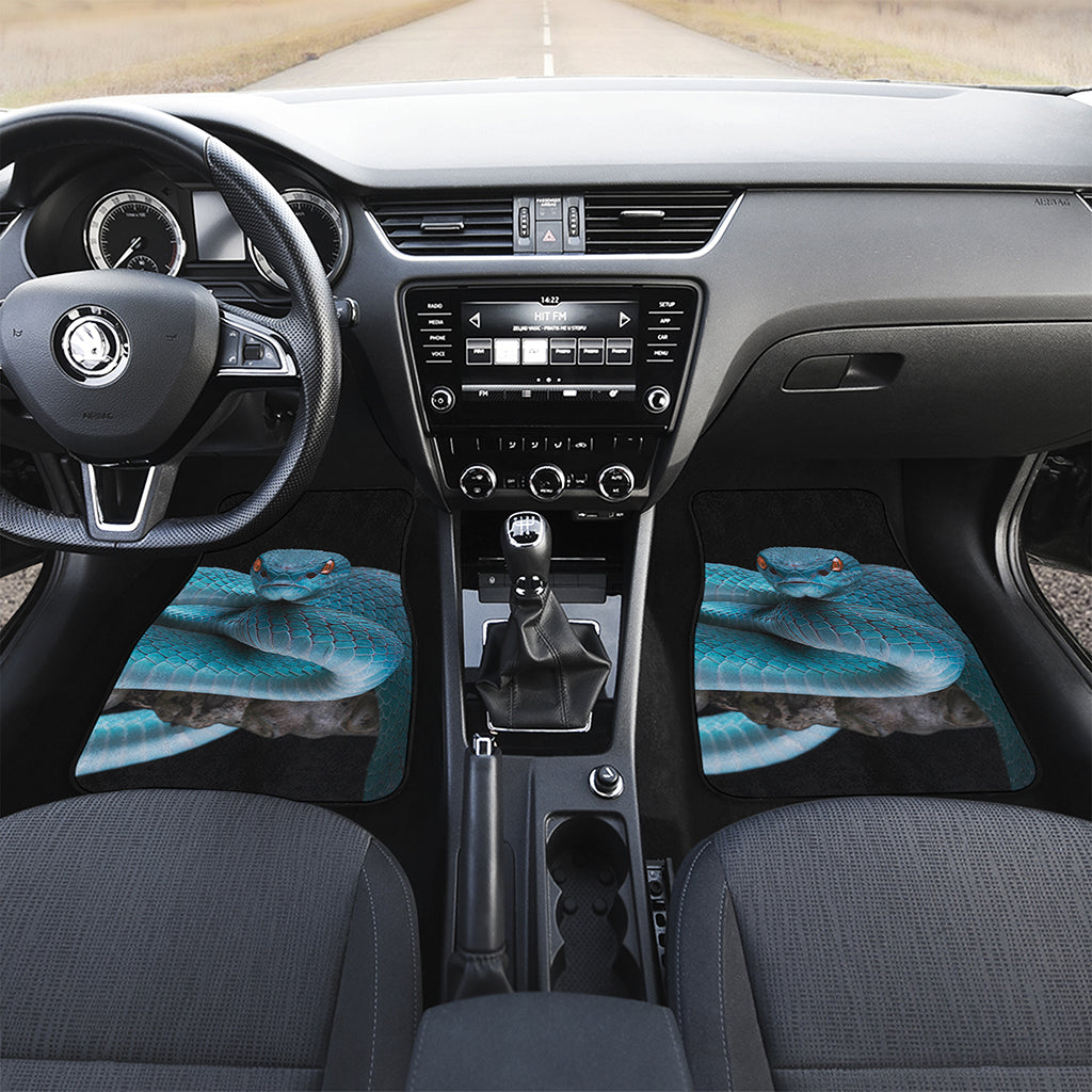 Blue Pit Viper Snake Print Front and Back Car Floor Mats