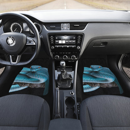 Blue Pit Viper Snake Print Front and Back Car Floor Mats