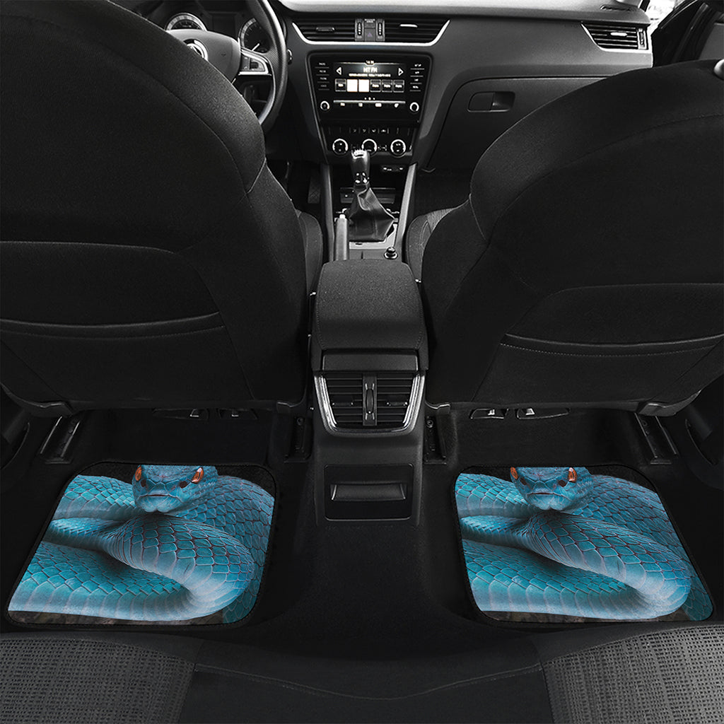 Blue Pit Viper Snake Print Front and Back Car Floor Mats