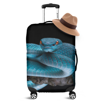 Blue Pit Viper Snake Print Luggage Cover